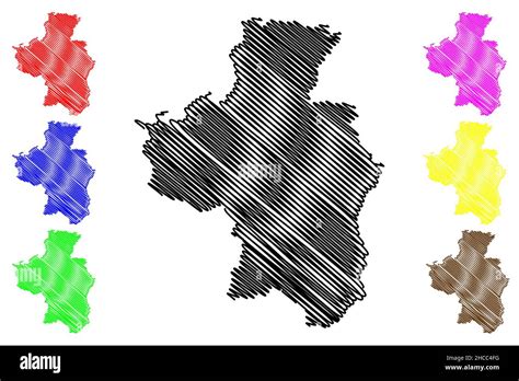 Pratapgarh district (Rajasthan State, Republic of India) map vector illustration, scribble ...