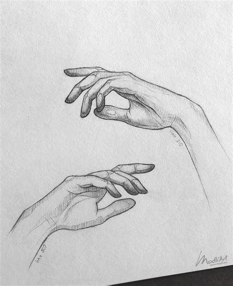 Sketchbook drawing of hands close up I Pencil Art idea I Hand pose ...