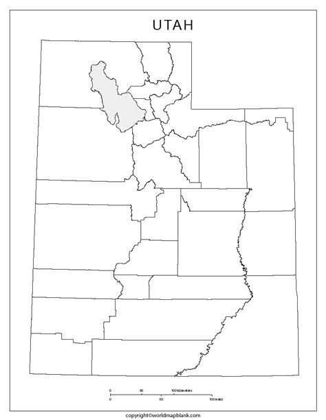 Printable Blank Map of Utah – Utah Outline Map [PDF] - Printable World Maps