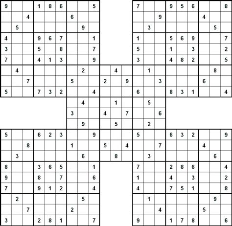 Printable Sudoku | Printable Samurai Sudoku X | Printable Sudoku Free