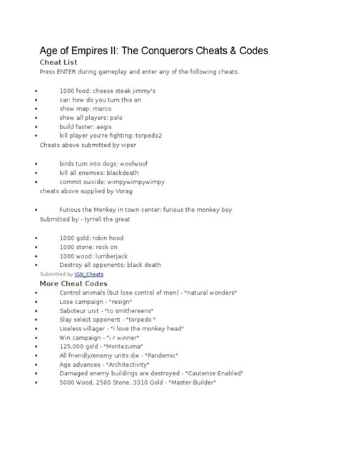 Age of Empires II CHEATS | Keyboard Shortcut | Video Games