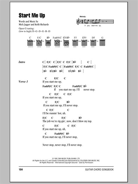 Start Me Up by The Rolling Stones - Guitar Chords/Lyrics - Guitar ...