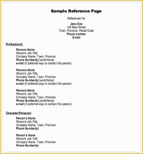 Free Professional References Template Of Free Resume References Template | Heritagechristiancollege