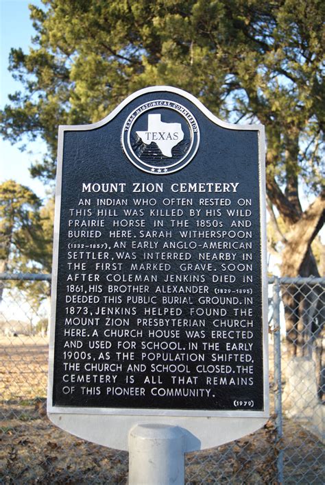 Mt. Zion Cemetery - TEXAS HISTORICAL MARKERS