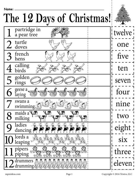 FREE "12 Days of Christmas" Number Recognition Worksheet! – SupplyMe ...