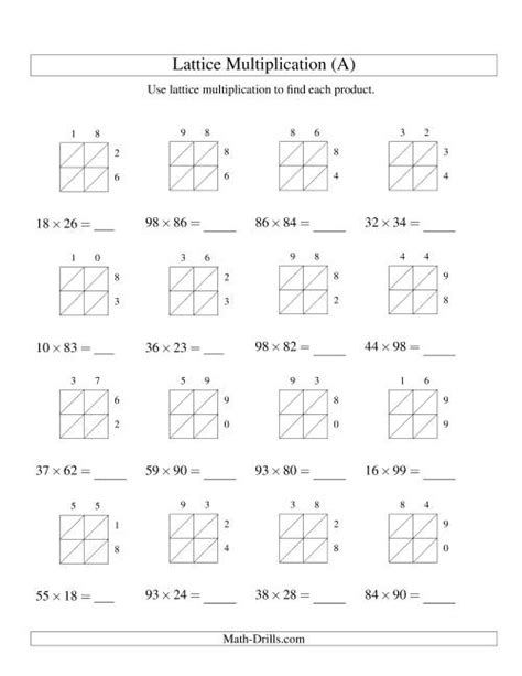 2-Digit by 2-Digit Lattice Multiplication (A)