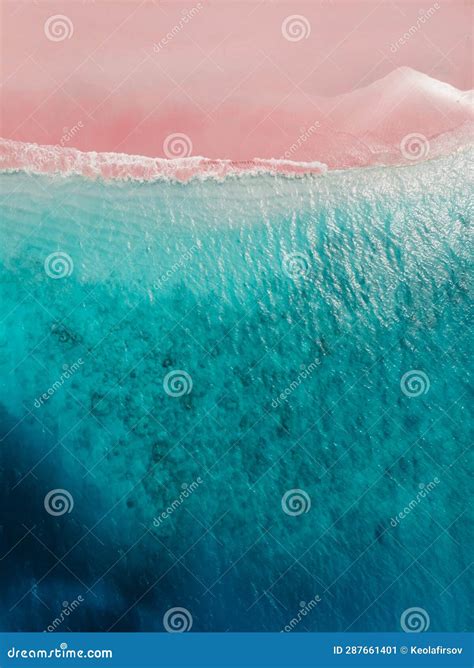 Tropical Pink Beach with Ocean. Komodo Islands, Aerial View Stock Image ...