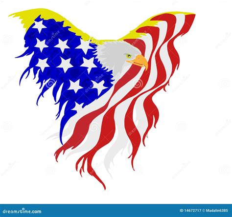 American Flag With Eagle Drawing