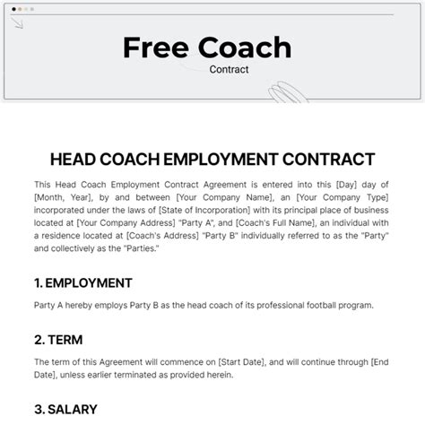 Coach Contract Template - Edit Online & Download Example | Template.net