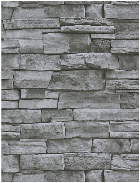 Buy HeloHo Grey Stone Brick Wallpaper 17.71" X 118" Peel and Stick Wallpaper 3D Textured Self ...