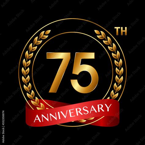 75th Anniversary. Anniversary Logo Design with Laurel Wreath and Red ...