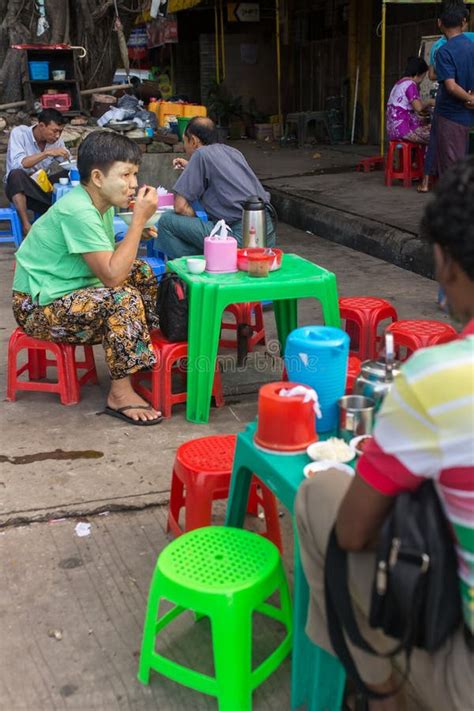 Local People Eating Street Foods in Yangon, Myanmar. Editorial Image ...