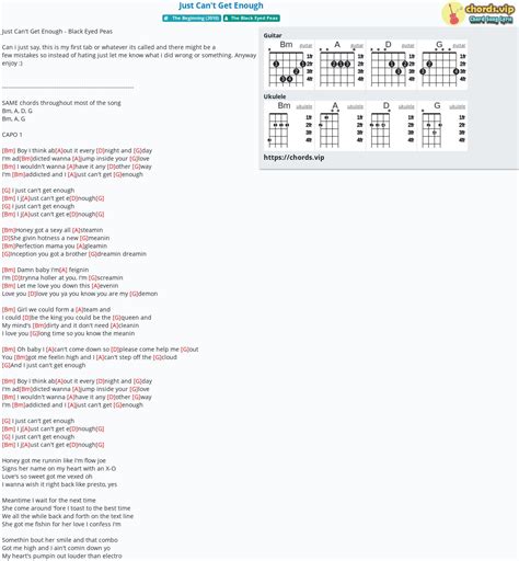 Chord: Just Can't Get Enough - tab, song lyric, sheet, guitar, ukulele | chords.vip