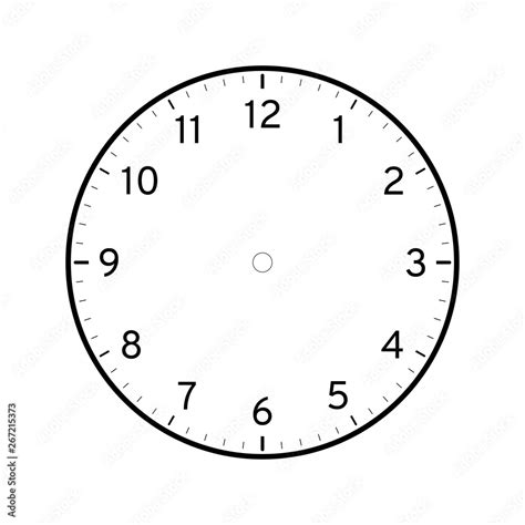 Empty printable clock face template isolated on white background Stock Vector | Adobe Stock