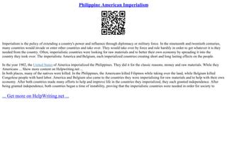 Philippines Imperialization | PPT