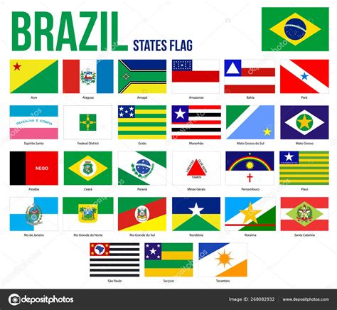 Brazil States Flag Collection Vector Illustration in Official Colors And Proportion ⬇ Vector ...