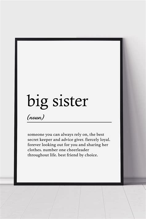 Big Sister Definition Print Gift Print Sister Meaning Print | Etsy UK