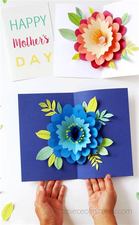 DIY Happy Mother's Day Card with Pop Up Flower - A Piece Of Rainbow