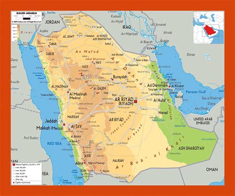 Physical map of Saudi Arabia | Maps of Saudi Arabia | Maps of Asia ...