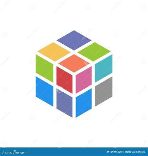 Cube Logo Design Icon Vector Illustration. Colorful Stock Vector ...