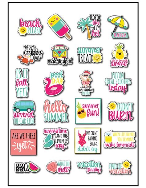 Free Summer Planner Stickers - Fun and Colorful Summer Stickers