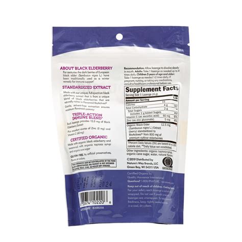 Sambucus Zinc Elderberry Lozenges 24 lozenges Nature's Way - Arcana ...