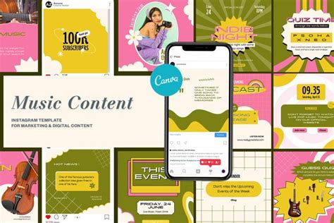 Music Instagram Template | CANVA (2018399) | Instagram | Design Bundles ...