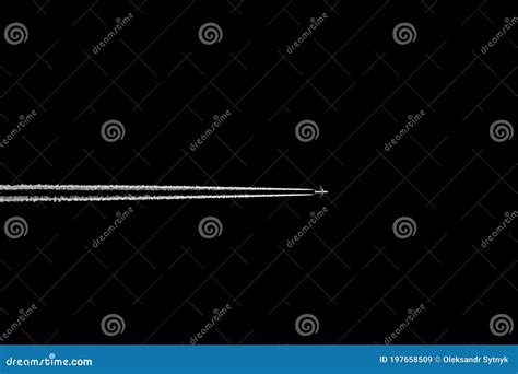 Airplane and vapor trail stock image. Image of flying - 197658509