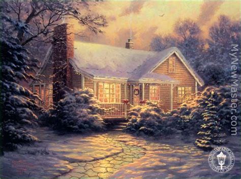 Thomas Kinkade Christmas Cottage Painting