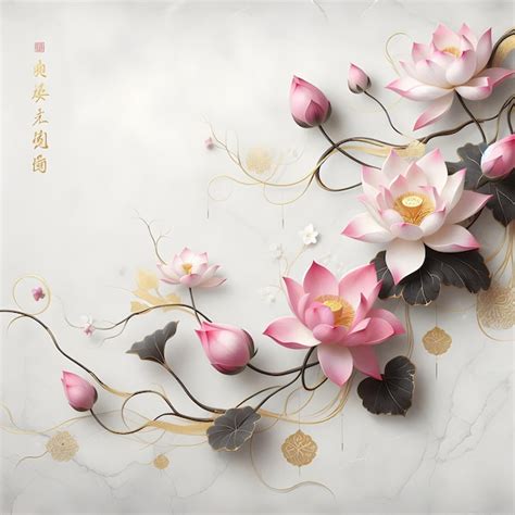 Premium Photo | Wallpaper Chinese painting lotus flower