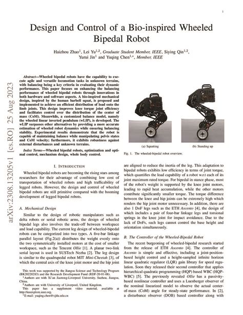 Design and Control of a Bio-inspired Wheeled Bipedal Robot | DeepAI