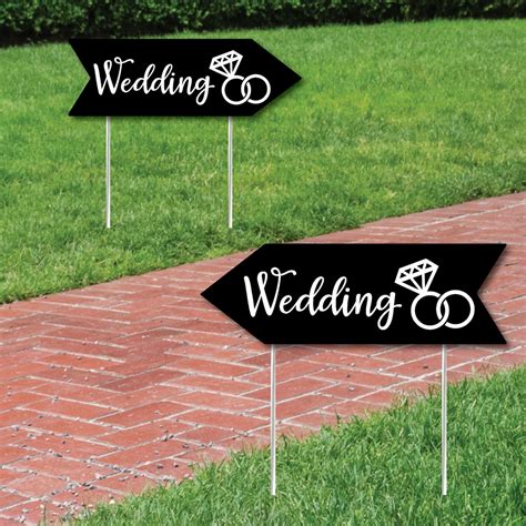 Big Dot of Happiness Black Wedding Ceremony Signs - Wedding Sign Arrow - Double Sided ...