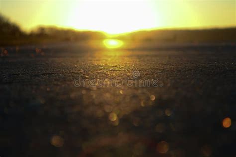 Night Road and Sunset on Horizon. Road in the Evening. Stock Image ...