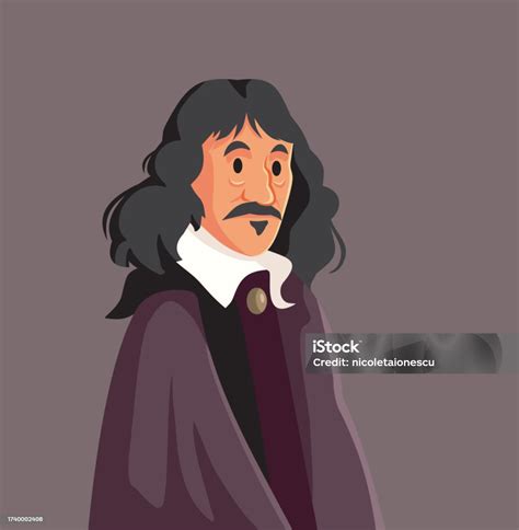 French Philosopher Rene Descartes Vector Cartoon Illustration Stock Illustration - Download ...