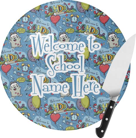 Welcome to School Round Glass Cutting Board - Medium (Personalized ...