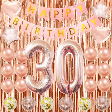 Happy 30th Birthday Decorations Rose Gold 30th Birthday Party Supplies 30th Number Balloons 40 ...