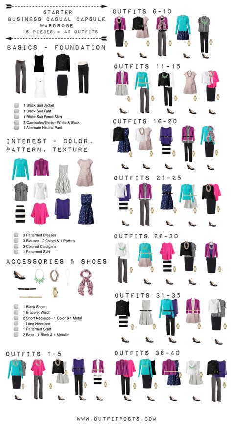 Starter business casual capsule wardrobe checklist | Outfit Posts | Bloglovin'