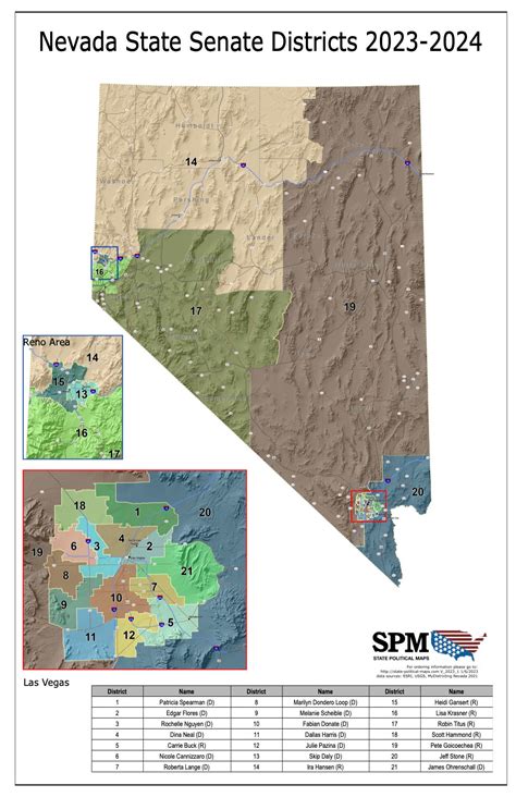 Nevada Political and State Legislative Wall Maps – State Political Maps