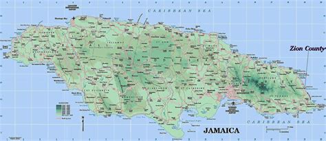 Physical Map Of Jamaica Showing Mountains – The World Map