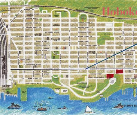 Hoboken Map in 2020 | Hoboken, Nj beaches, Jefferson street