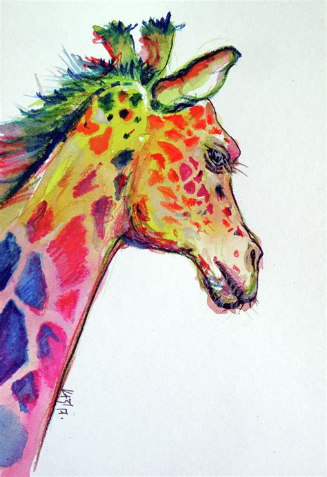 Cute colorful giraffe Painting by Kovacs Anna Brigitta - Fine Art America