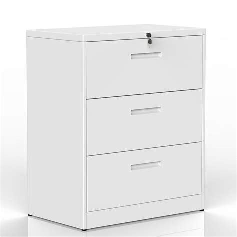 Merax White Lockable Heavy Duty Lateral Metal File Cabinet with 3-Drawer-WF192107KAA - The Home ...