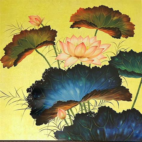 Vietnamese Lacquer - Lotus flower | Asian art, Art, Painting