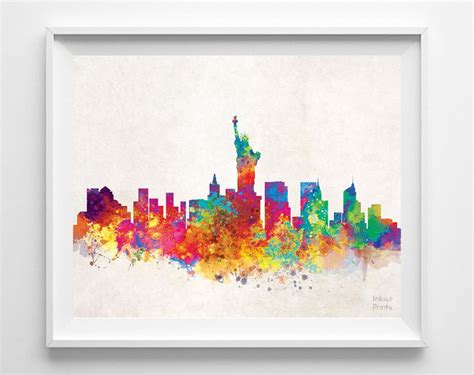 New York, New York Skyline Watercolor Print | Etsy wall art, Nyc wall art, City painting