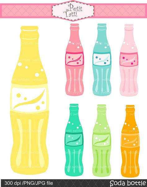 party clip art , Digital clip art for all use, soda pop bottle clip art, lemon, blue soda ...