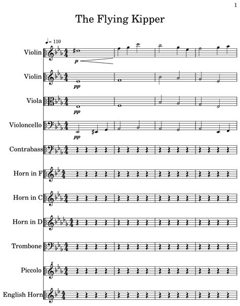 The Flying Kipper - Sheet music for Violin, Viola, Cello, Contrabass, Horn in F, Trombone ...