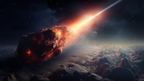 Illustration of a Large Meteorite Falling To the Earth. Danger from ...