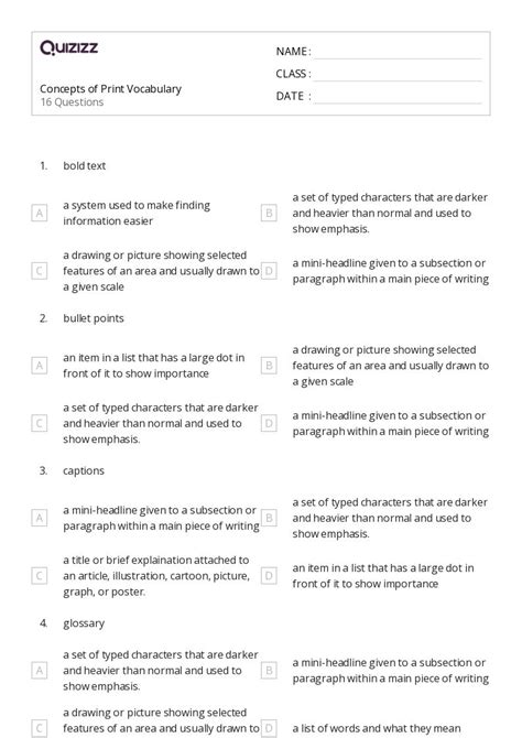 50+ Concepts of Print worksheets on Quizizz | Free & Printable