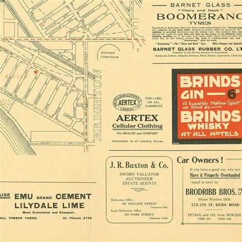 Municipality of St Kilda Map with Advertising from 1921 — Historic Prints | Buy Framed A1 Prints ...