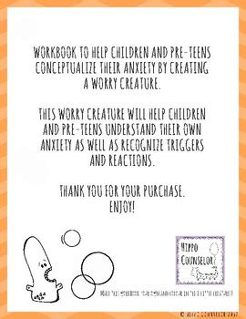 Anxiety - Worry Creature by Hippo Counselor | Teachers Pay Teachers